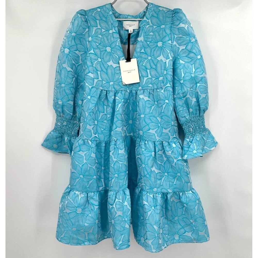 Pomander Place by Tuckernuck Blue Daisy Jacquard Kenzo Dress size L Large